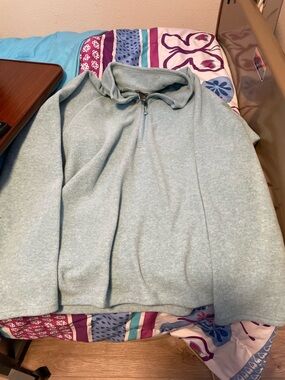 Women's Light Aqua Half-Zip Turtleneck Sweater Pullover